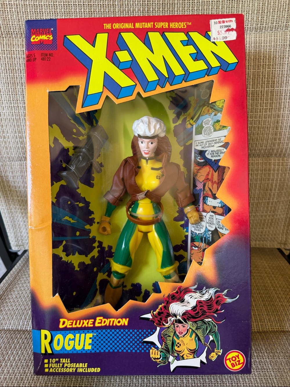 Marvel X-Men "Rogue" Deluxe Edition 10" Figure Toy Biz 1995 NIB KB Toys sticker
